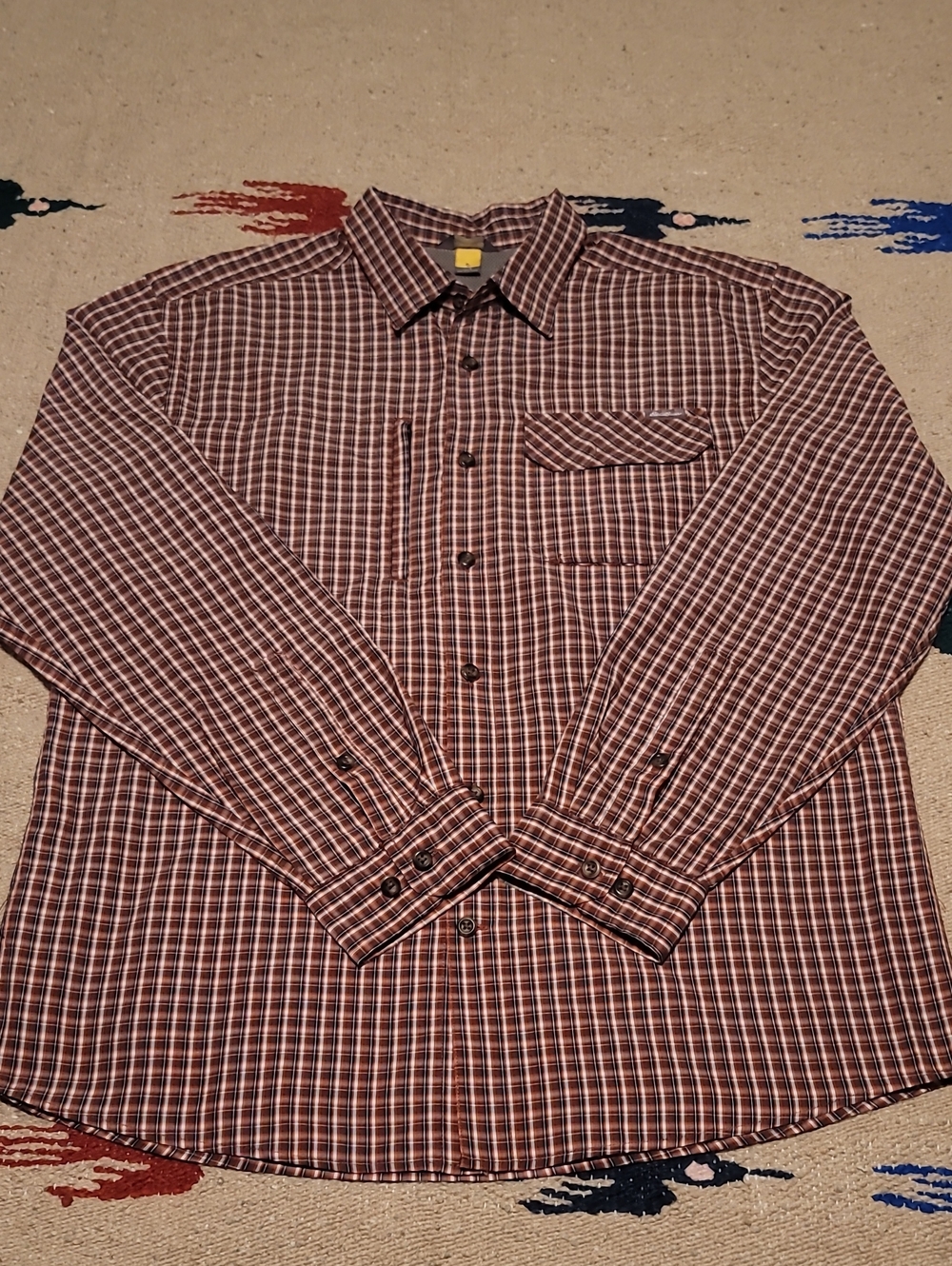 Eddie Bauer Men's Long-Sleeve Plaid Button-Up Shirt in Multicolor and Zip Pocket